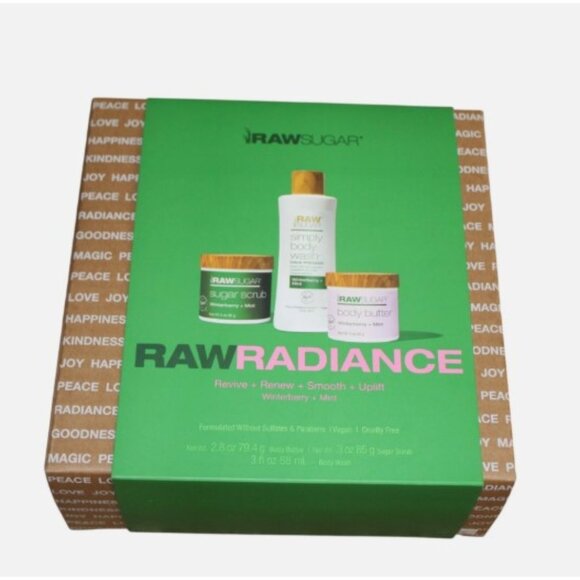 Raw Sugar Raw Radiance Winter Berry Mint Gift Set Vegan Bodywash - Picture 1 of 3